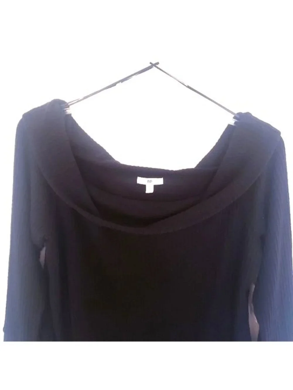 BP Ribbed Knit Black Cotton Blend Off The Shoulder Lightweight Top Size 1X NWT